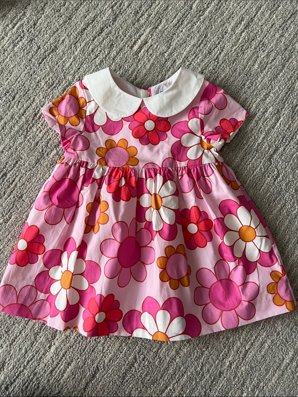 Girls Pink Floral Peter Pan Collar Dress 18M NWOT